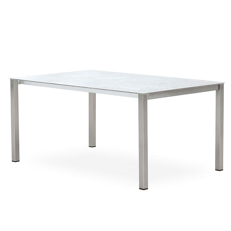 Table extensible frontale Marikk 280/220/160x99,5 cm plateau en céramique avec structure en acier inoxydable