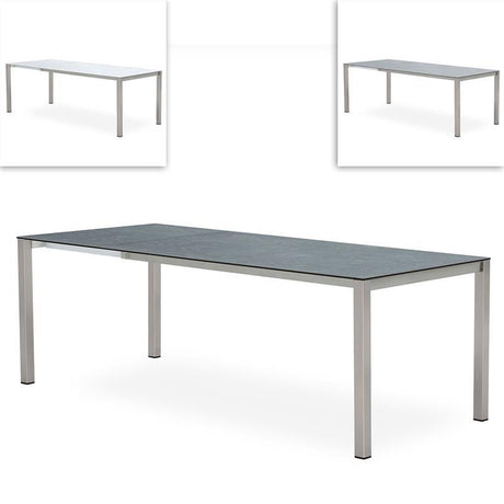 Marikk front extending table 280/220/160x99.5 cm ceramic top with stainless steel frame