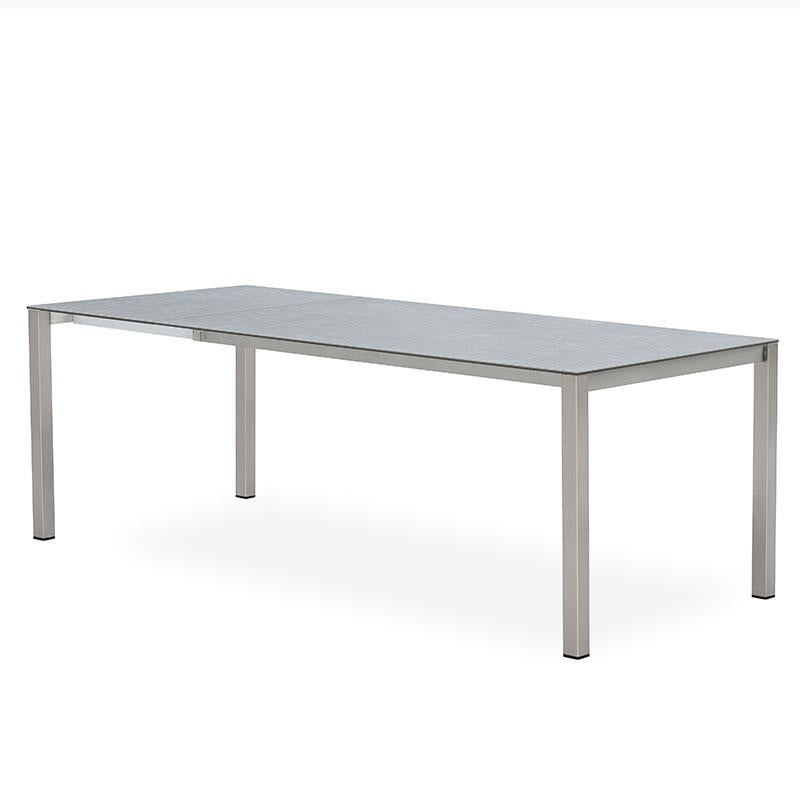 Table extensible frontale Marikk 280/220/160x99,5 cm plateau en céramique avec structure en acier inoxydable