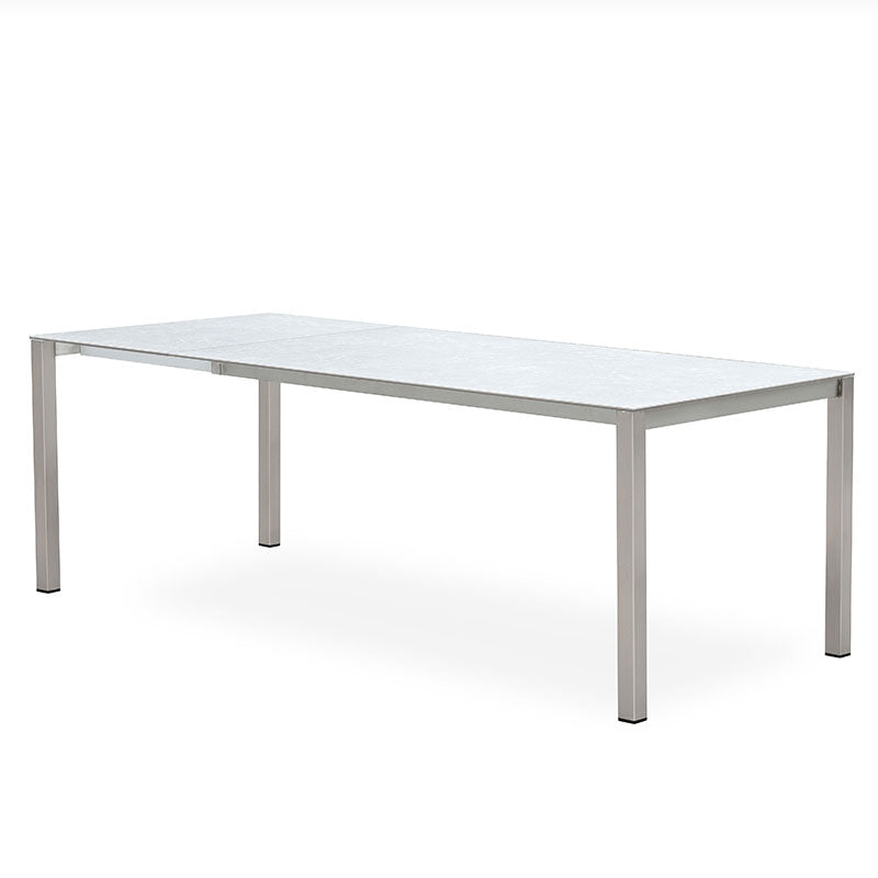 Table extensible frontale Marikk 280/220/160x99,5 cm plateau en céramique avec structure en acier inoxydable