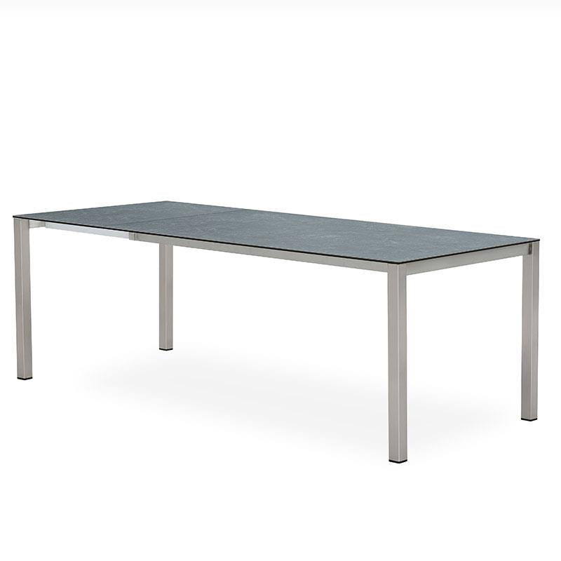 Table extensible frontale Marikk 280/220/160x99,5 cm plateau en céramique avec structure en acier inoxydable