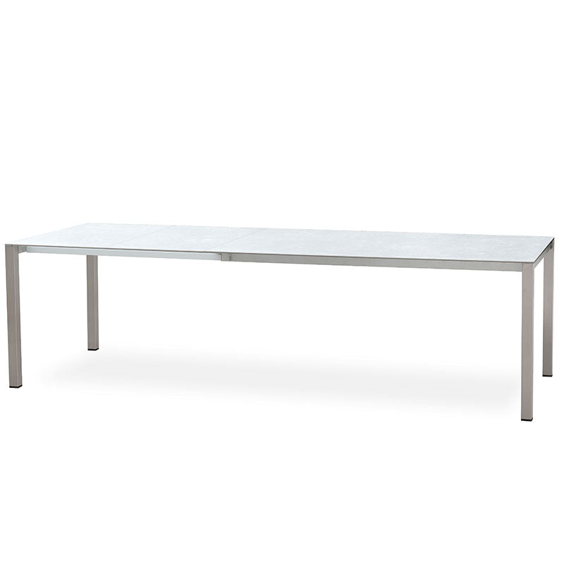 Table extensible frontale Marikk 280/220/160x99,5 cm plateau en céramique avec structure en acier inoxydable