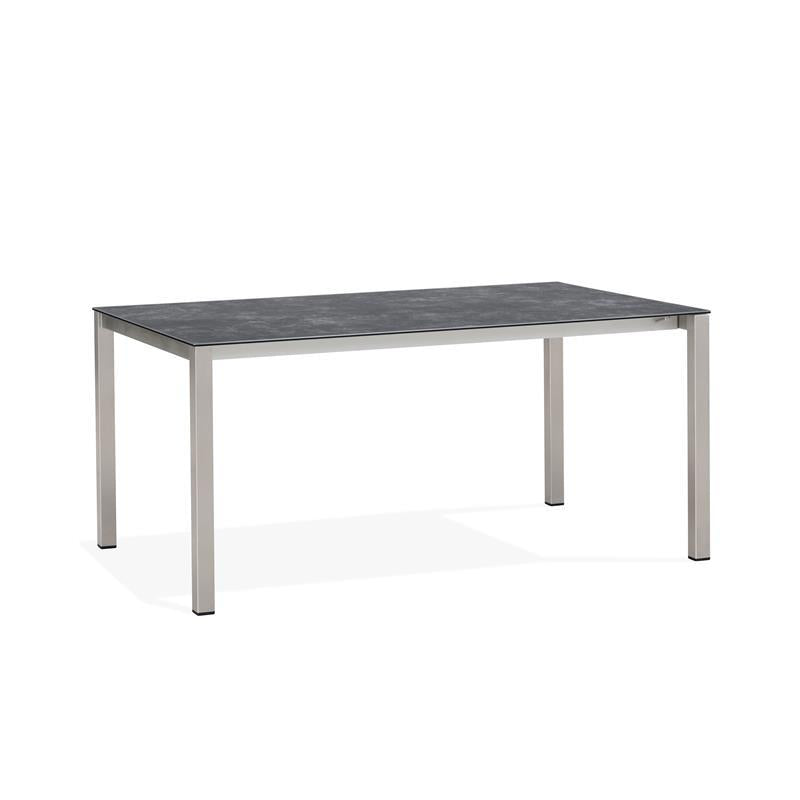 Table extensible frontale rotative Marikk 220/160x99,5 cm plateau en céramique avec structure en acier inoxydable