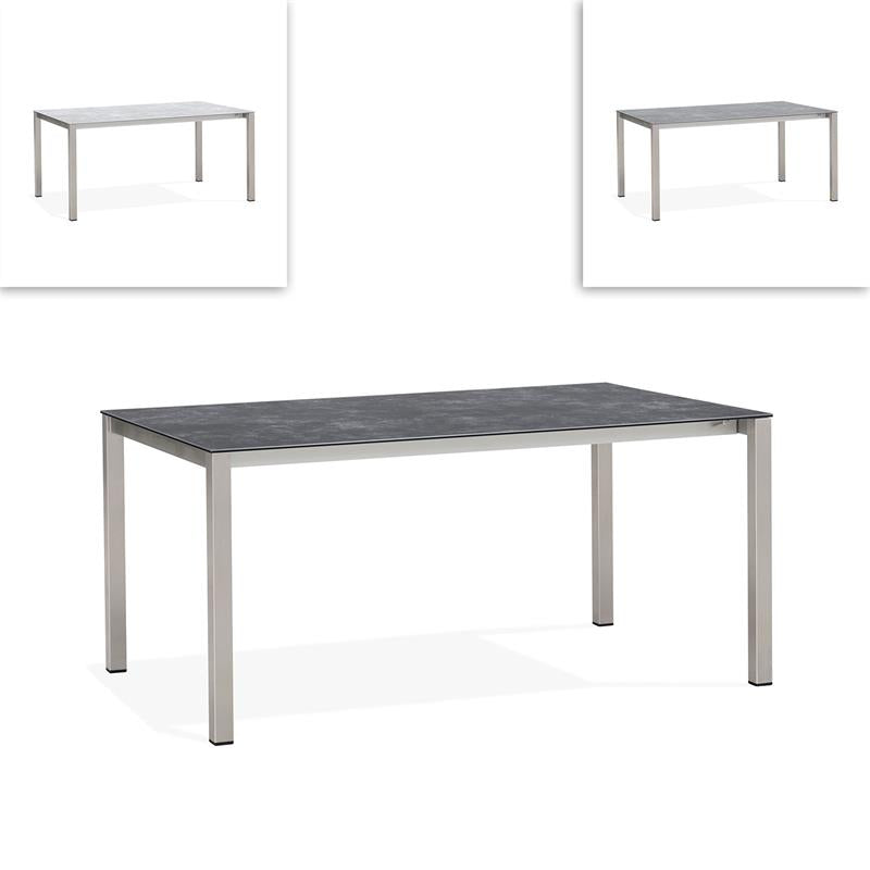 Table extensible frontale rotative Marikk 220/160x99,5 cm plateau en céramique avec structure en acier inoxydable