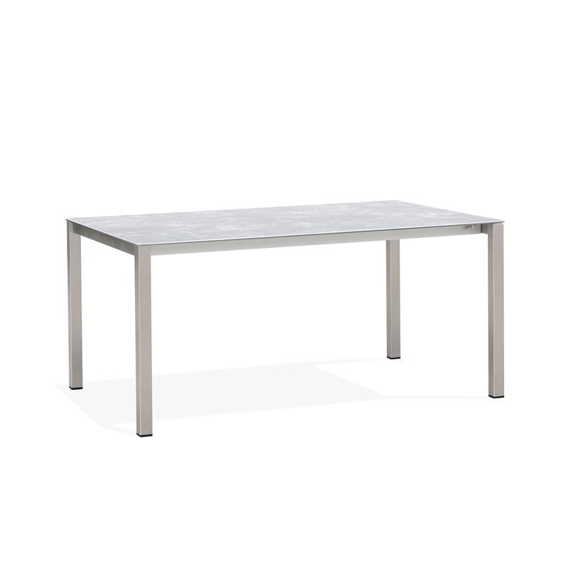 Table extensible frontale rotative Marikk 220/160x99,5 cm plateau en céramique avec structure en acier inoxydable