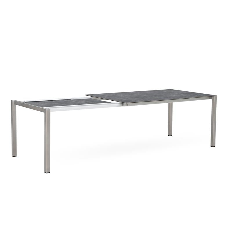 Table extensible frontale rotative Marikk 220/160x99,5 cm plateau en céramique avec structure en acier inoxydable