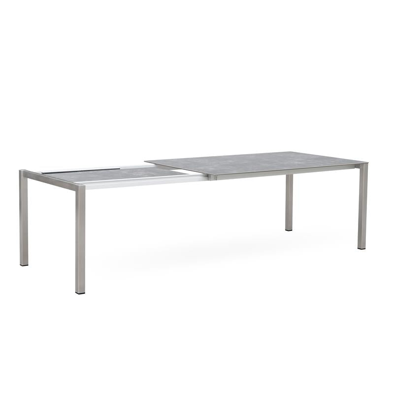 Table extensible frontale rotative Marikk 220/160x99,5 cm plateau en céramique avec structure en acier inoxydable