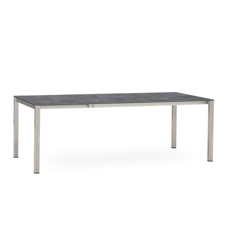 Table extensible frontale rotative Marikk 220/160x99,5 cm plateau en céramique avec structure en acier inoxydable