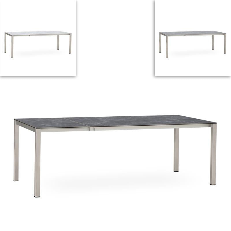 Table extensible frontale rotative Marikk 220/160x99,5 cm plateau en céramique avec structure en acier inoxydable