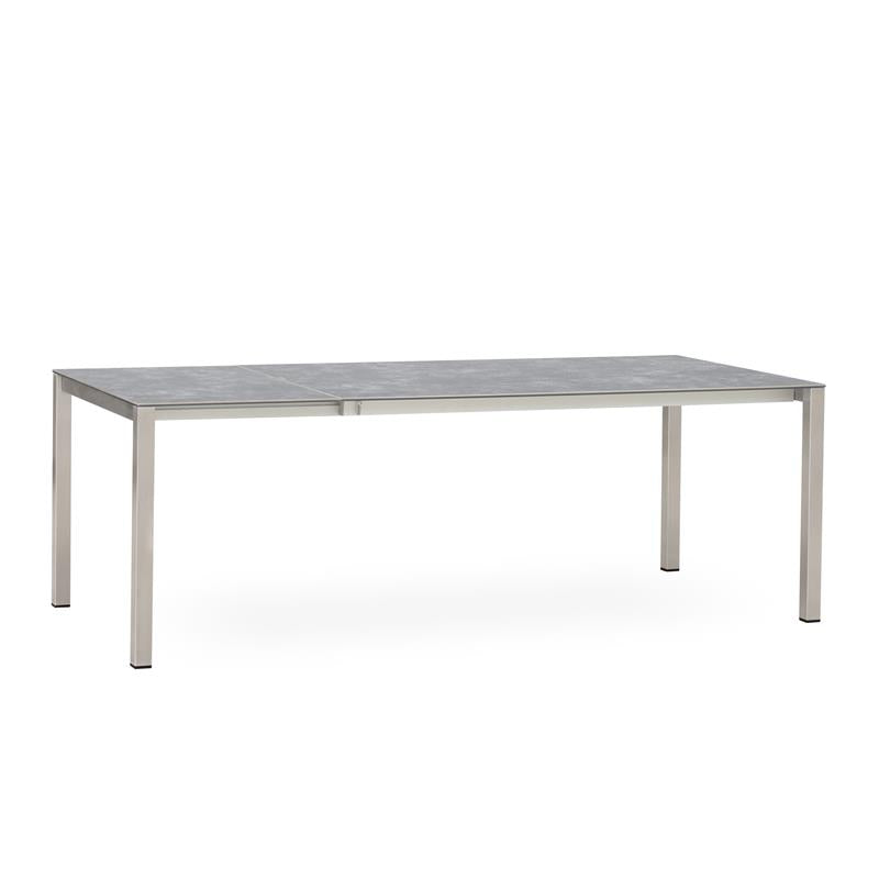 Table extensible frontale rotative Marikk 220/160x99,5 cm plateau en céramique avec structure en acier inoxydable