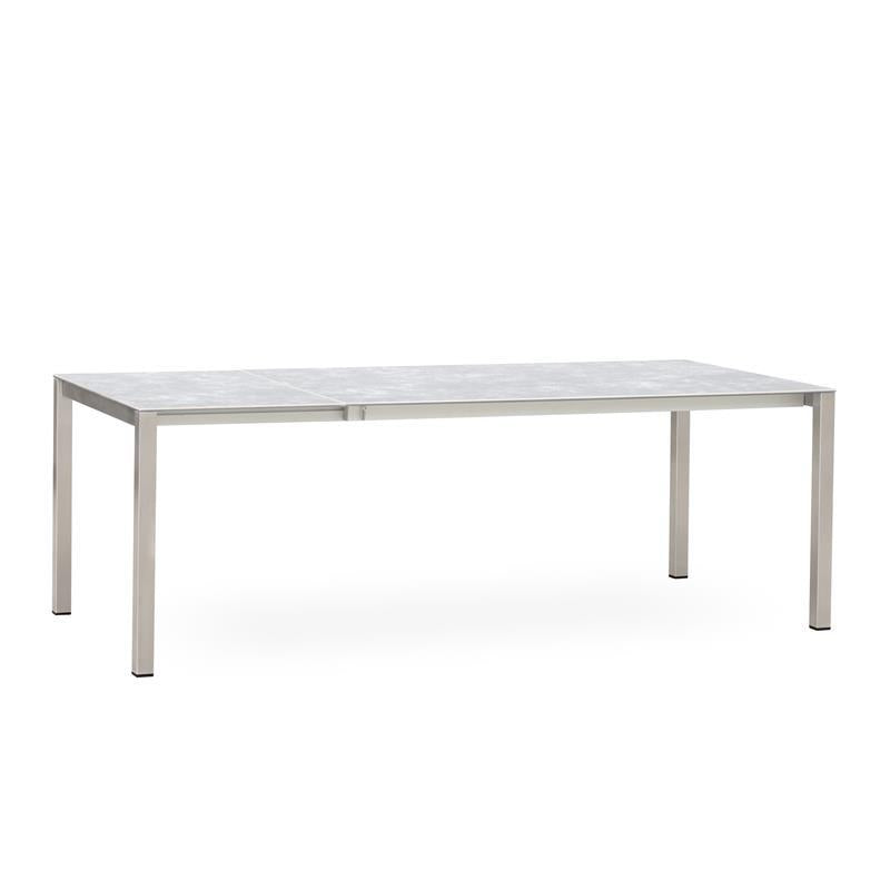 Table extensible frontale rotative Marikk 220/160x99,5 cm plateau en céramique avec structure en acier inoxydable