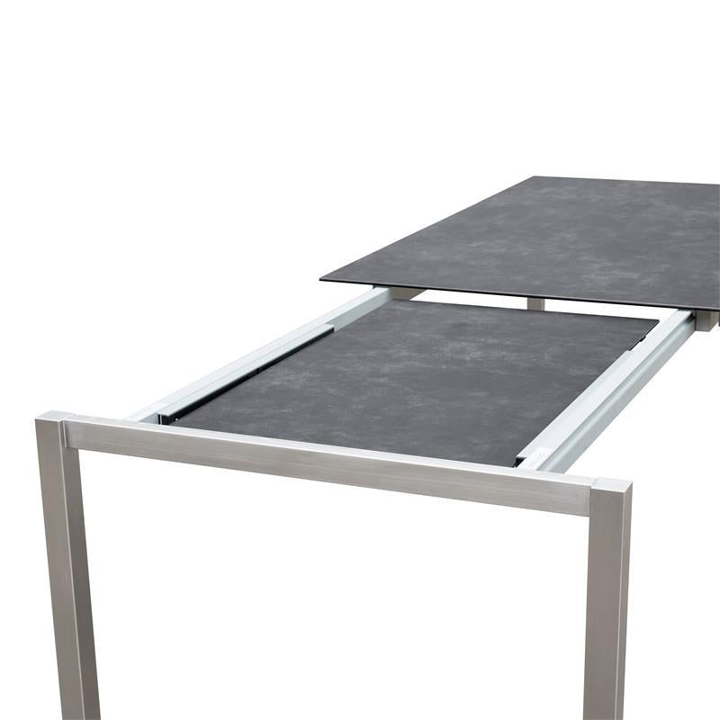 Table extensible frontale rotative Marikk 220/160x99,5 cm plateau en céramique avec structure en acier inoxydable