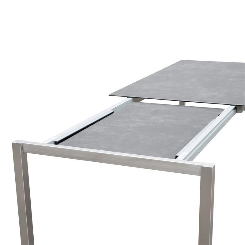 Table extensible frontale rotative Marikk 220/160x99,5 cm plateau en céramique avec structure en acier inoxydable