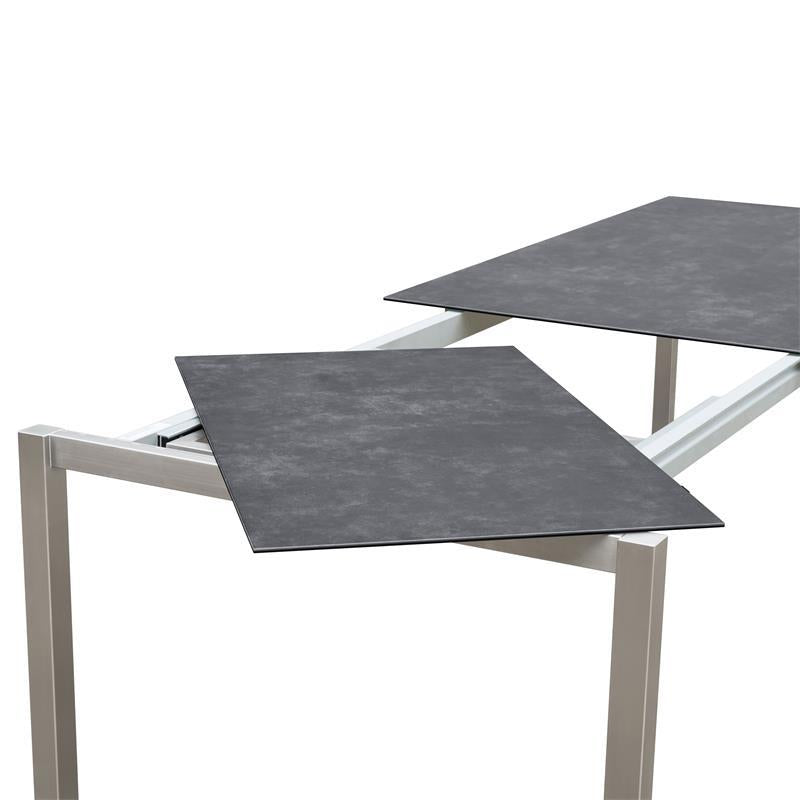 Table extensible frontale rotative Marikk 220/160x99,5 cm plateau en céramique avec structure en acier inoxydable