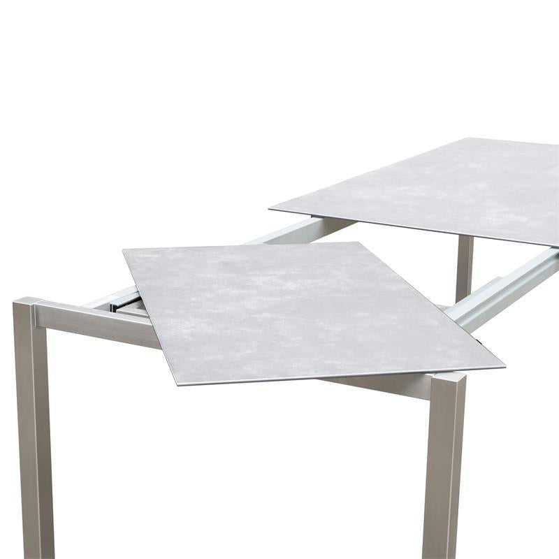 Table extensible frontale rotative Marikk 220/160x99,5 cm plateau en céramique avec structure en acier inoxydable