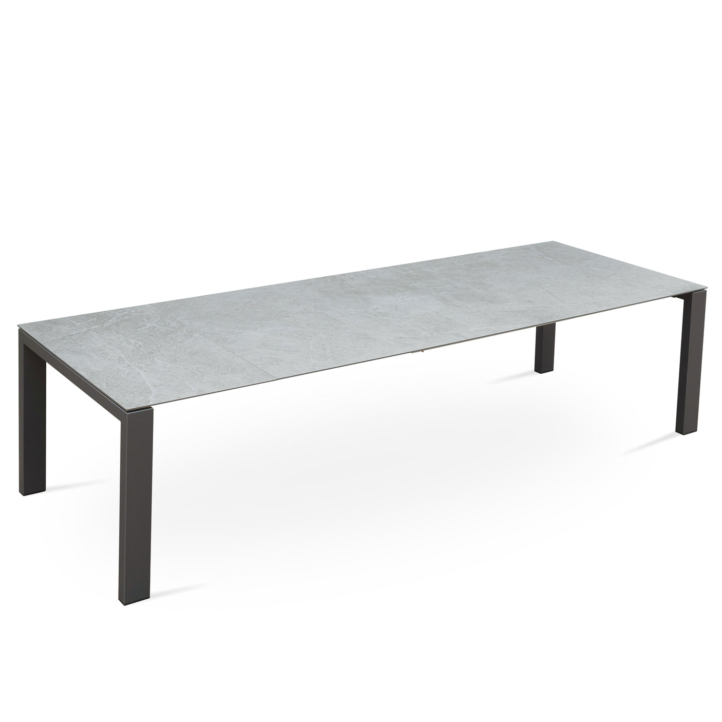 Marikk Deluxe  Frontausziehtisch 340/280/220x100cm Keramikplatte + Edelstahl pulverbeschichet +Rollen