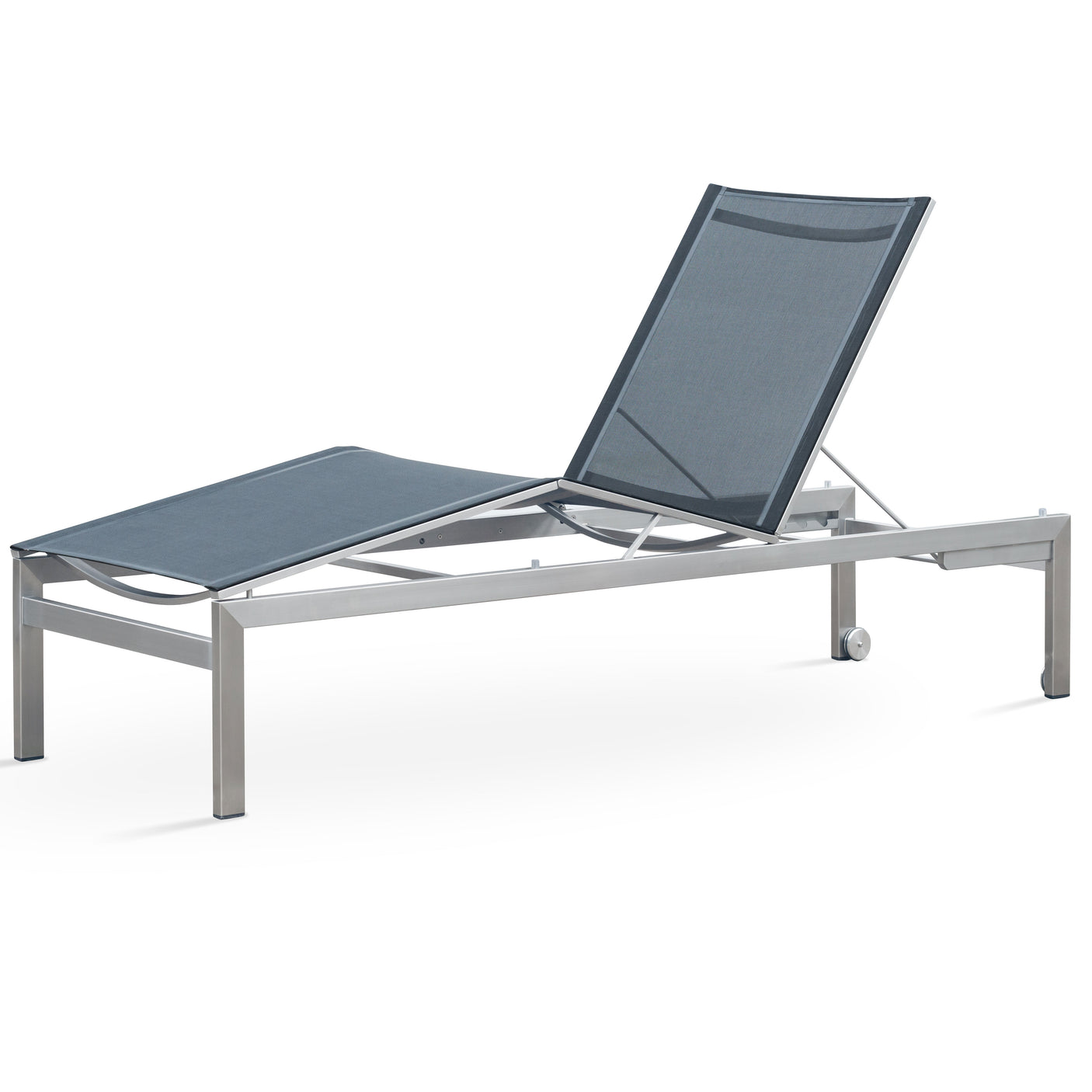 Alzette Liege Deluxe - Kopf- + Fußteil verstellbar 212 x 72 x 41 cm - Edelstahl + Batyline