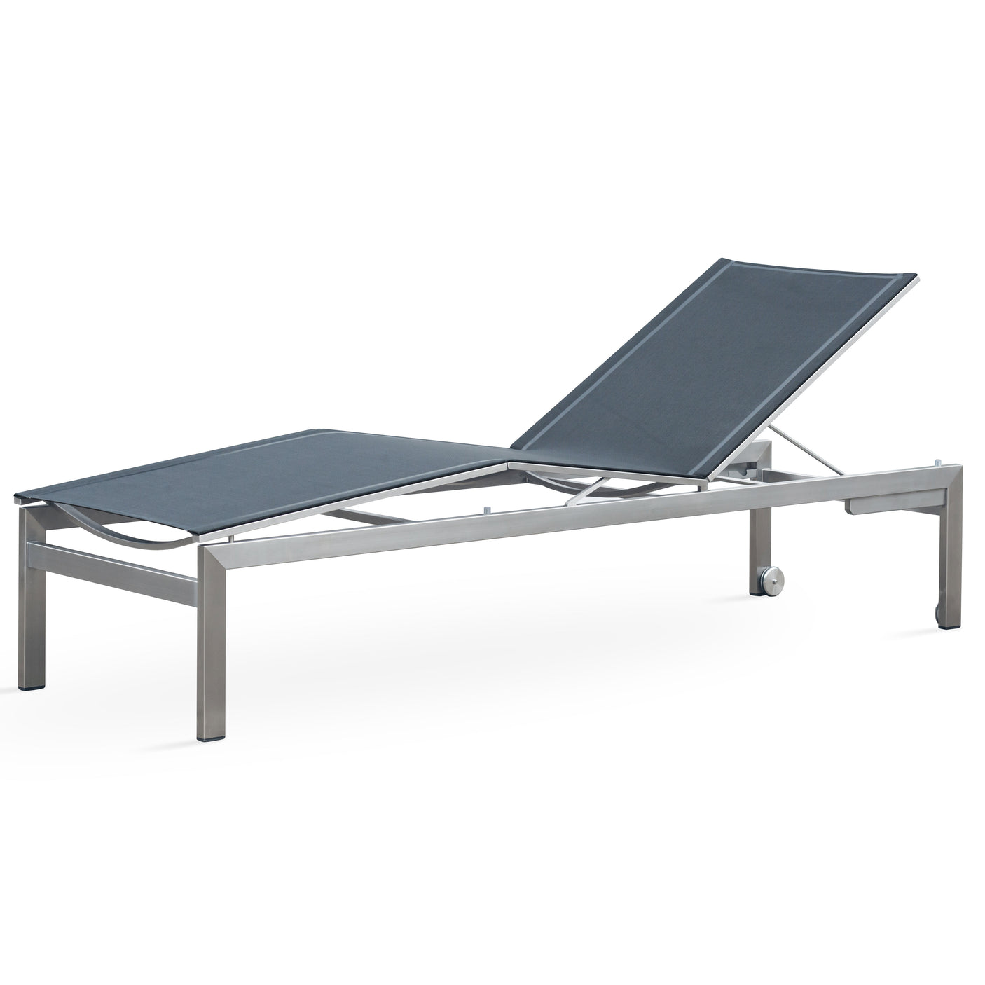 Alzette Liege Deluxe - Kopf- + Fußteil verstellbar 212 x 72 x 41 cm - Edelstahl + Batyline