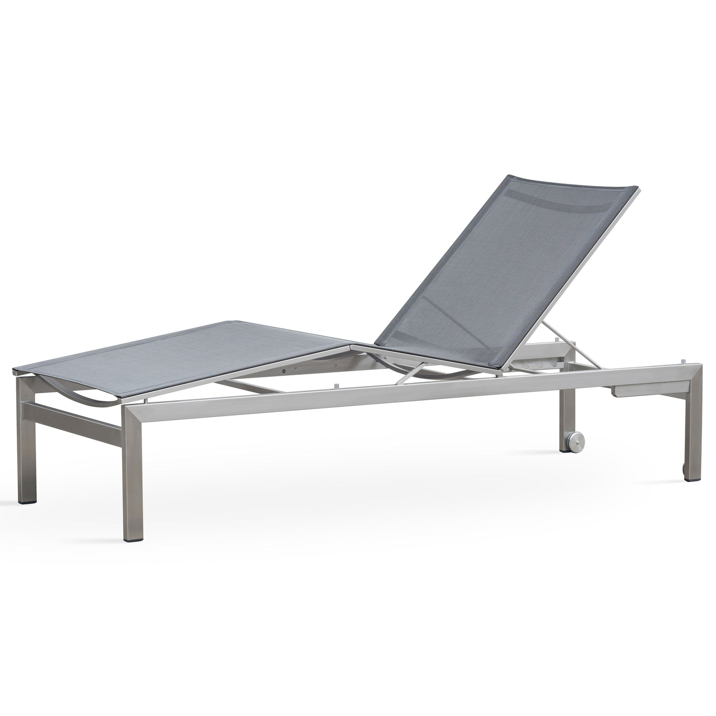 Alzette Liege Deluxe - Kopf- + Fußteil verstellbar 212 x 72 x 41 cm - Edelstahl + Batyline