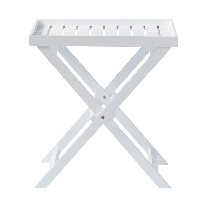 York Tray Table Classic 60 x 40 x 65cm - Certified mahogany wood, glossy white lacquered