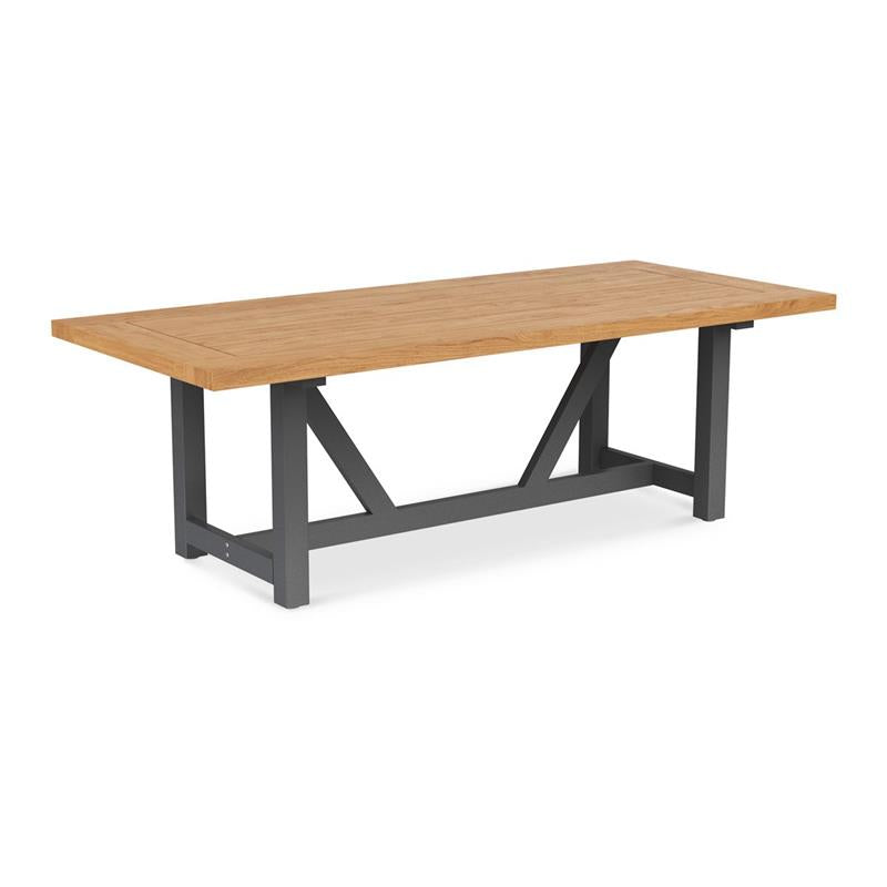 Vineyard dining table 300x100x75 aluminum - Recycle Teak with aluminum frame plate 5cm
