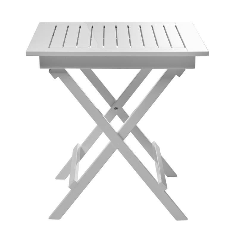 Table pliante Cinas York 70 x 70 x 72,5 cm - Bois d'acajou certifié, laqué blanc brillant