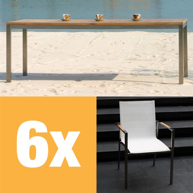 Alzette Set 210 consisting of Florence dining table 210cm and Alzette stacking chairs