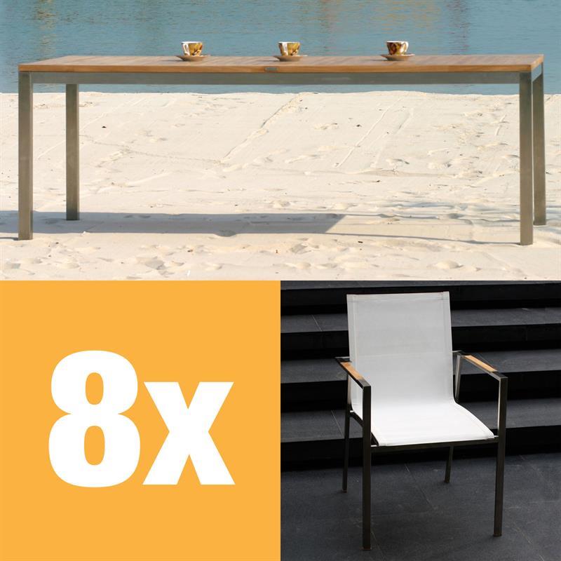 Alzette Set 210 consisting of Florence dining table 210cm and Alzette stacking chairs