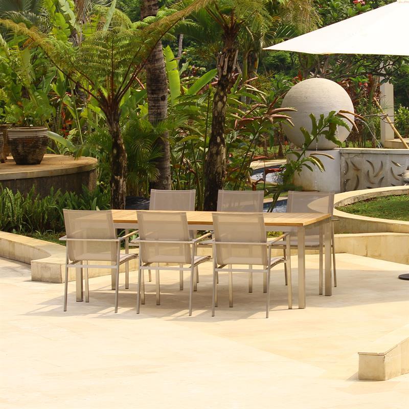 Alzette Set 210 consisting of Florence dining table 210cm and Alzette stacking chairs