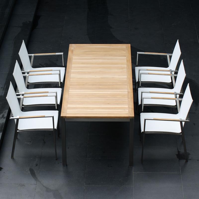 Alzette Set 210 consisting of Florence dining table 210cm and Alzette stacking chairs