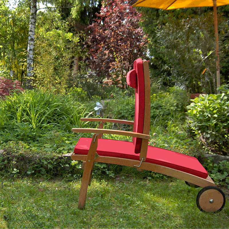 Chaise longue Comforteck 171 x 65 x 116,5 cm - Teck certifié GRADE A + ferrures en acier inoxydable