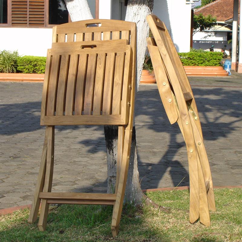 Denver folding chair without armrests - Certified teak GRADE A + brass fittings