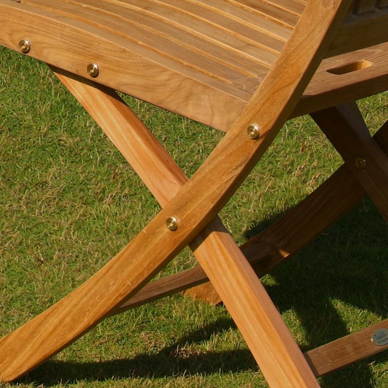 Denver folding chair without armrests - Certified teak GRADE A + brass fittings
