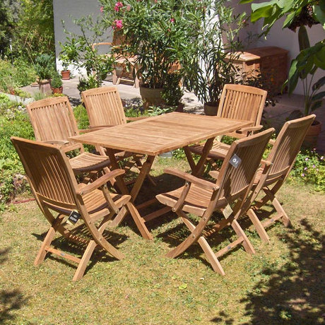 Comforteck Folding Set 130 consisting of Comforteck folding table rectangular 130 x 85 and Comforteck folding chairs with armrests