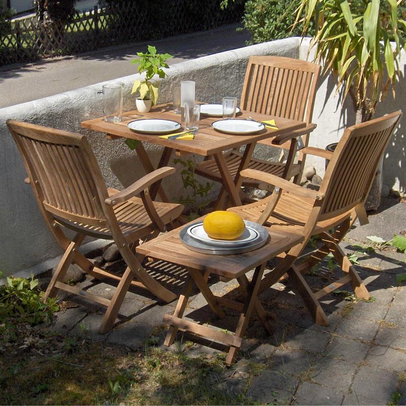 Comforteck folding side table 50x50x45 cm - Certified Teak GRADE A + stainless steel fittings