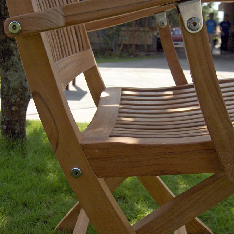 Comforteck folding chair with armrests - Certified Teak GRADE A + stainless steel fittings