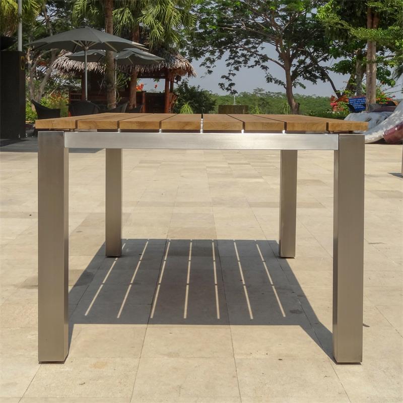 Zilart Esstisch 160 x 100 x 75,5 cm - Vintage Teak gebürstet + Edelstahlgestell