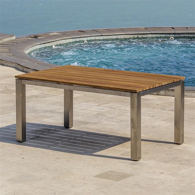 Zilart Esstisch 160 x 100 x 75,5 cm - Vintage Teak gebürstet + Edelstahlgestell