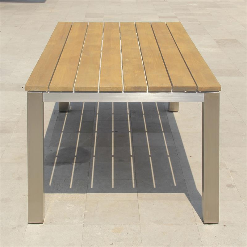 Zilart Esstisch 210 x 100 x 75,5 cm Teak Grade A - Teak GRADE A NATUR gebürstet + Edelstahlgestell