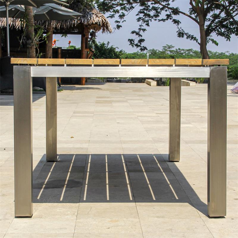 Zilart Esstisch 210 x 100 x 75,5 cm Teak Grade A - Teak GRADE A NATUR gebürstet + Edelstahlgestell