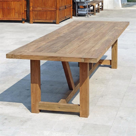 Vineyard dining table 300x100x75 cm made of recycled teak - legs: 9x9cm, frame: 8x5cm, tabletop: 5cm