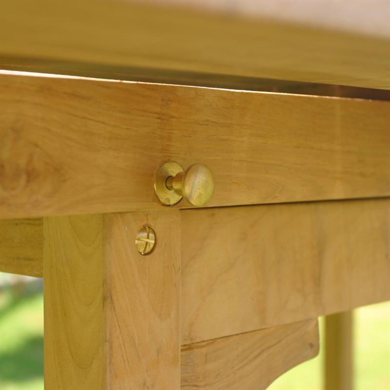 Table extensible Elegance 220/160 x 100 x 76,5 cm - Teck certifié GRADE A + ferrures en laiton