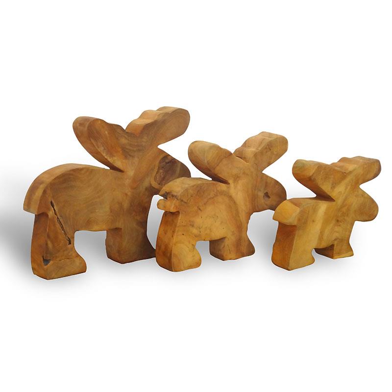 Grand élan en teck - environ 31 cm