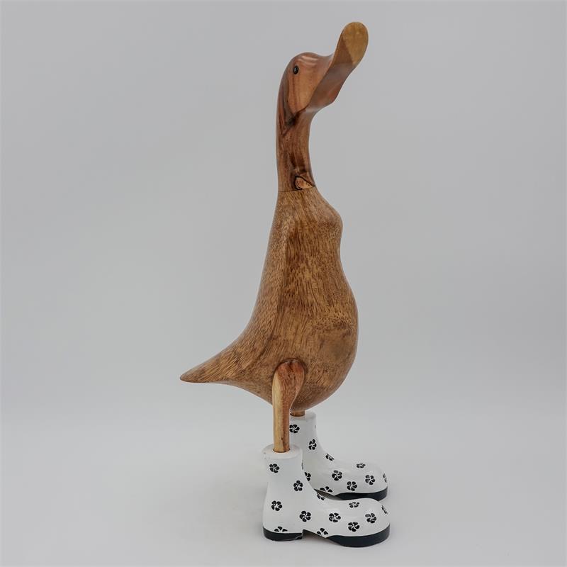 Canard »Indira« - grand canard dressé brun avec des chaussures blanches fleuries