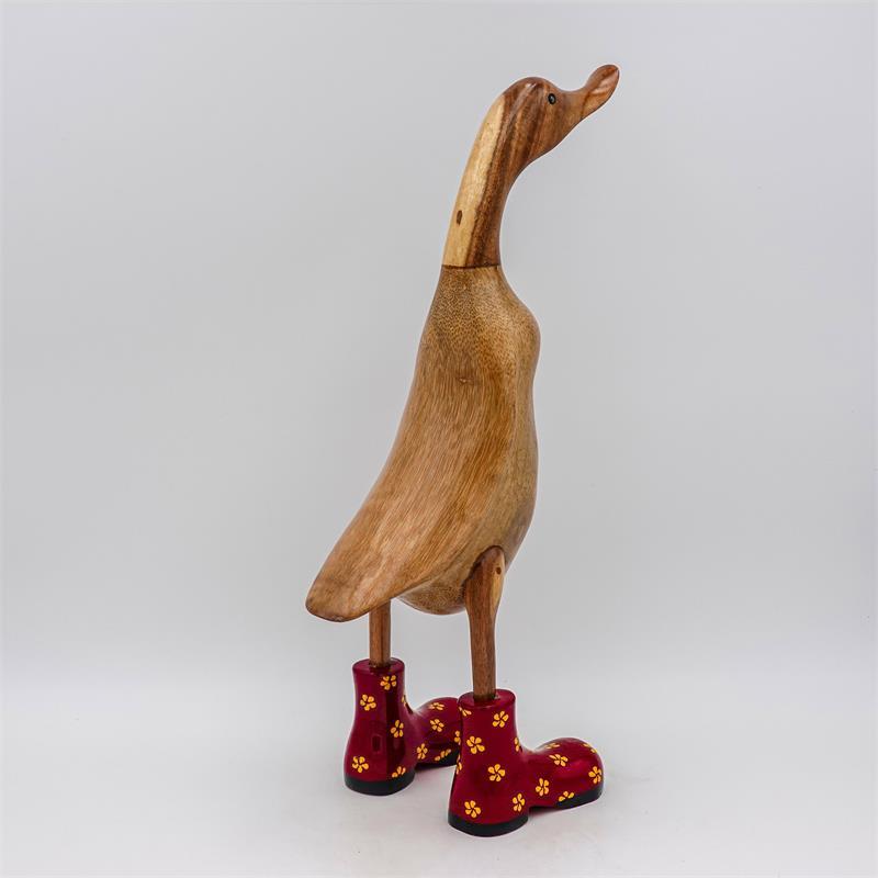 Ente »Fabienne« groß braun aufrecht rot mit gelben Blümchen