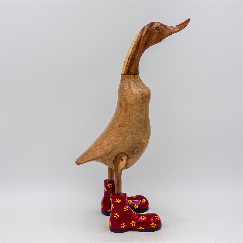 Ente »Fabienne« groß braun aufrecht rot mit gelben Blümchen