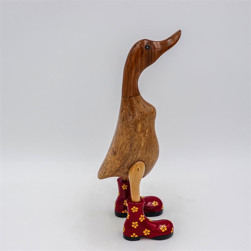 Ente »Felicia« mittel braun aufrecht rot mit gelben Blümchen