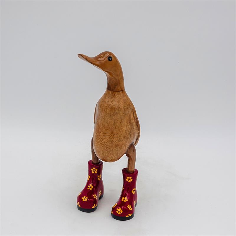 Ente »Fiona« klein braun aufrecht rot mit gelben Blümchen