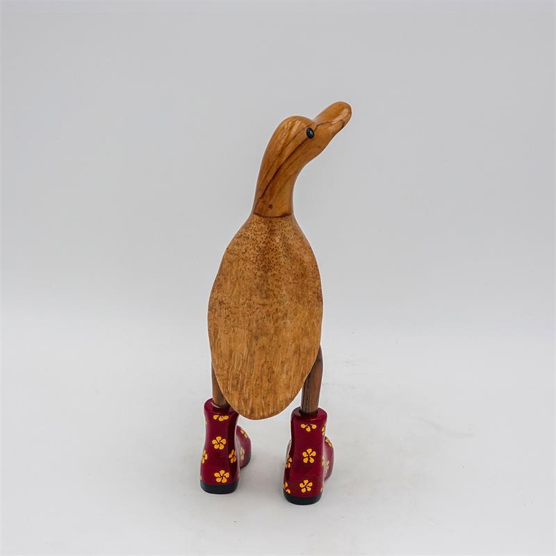 Ente »Fiona« klein braun aufrecht rot mit gelben Blümchen