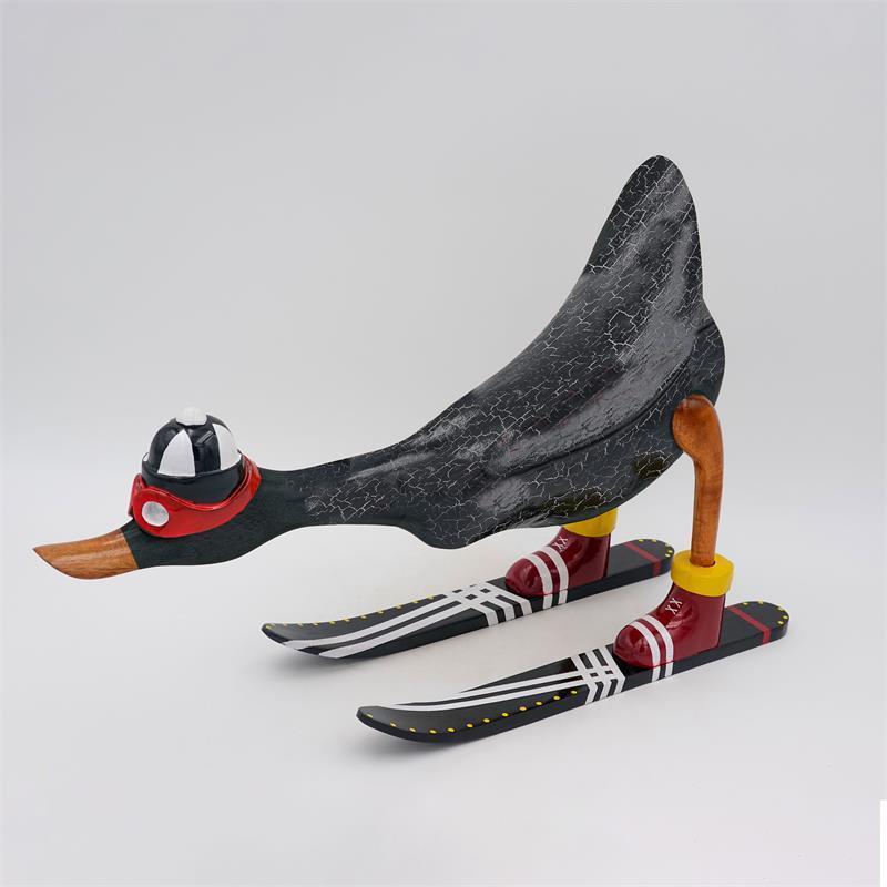 Ente »Finn« - groß nach vorn gebeugt dunkelgrau mit Ski